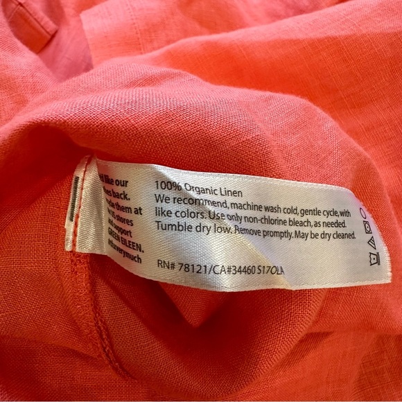 Eileen Fisher 100% Organic Linen Button Down Shirt Pink M - Picture 6 of 7